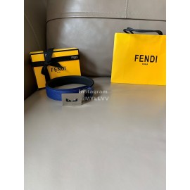 Fendi Double Side Calf Leather Palladium Buckle 34mm Belt 