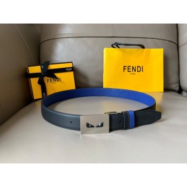 Fendi Double Side Calf Leather Palladium Buckle 34mm Belt 