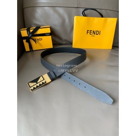 Fendi Fashion Calf Leather Palladium Enamel Buckle 34mm Belt Black