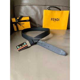 Fendi Black Calf Leather Palladium Enamel Buckle 3..