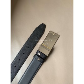 Fendi Black Calf Leather Palladium Enamel Buckle 34mm Belt 