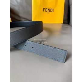 Fendi New Calf Leather Polished Metal Buckle 38mm Belt Black