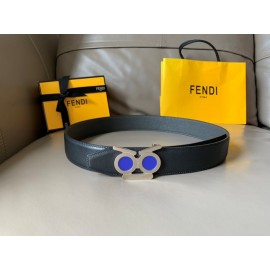 Fendi New Calf Leather Polished Metal Buckle 38mm Belt Black