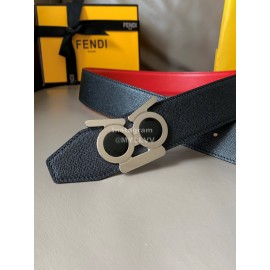 Fendi New Calf Leather Polished Metal Buckle 38mm Belt Red