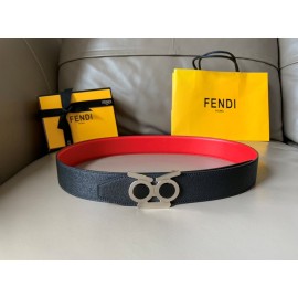 Fendi New Calf Leather Polished Metal Buckle 38mm Belt Red