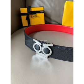 Fendi New Calf Leather Polished Metal Buckle 38mm Belt Red