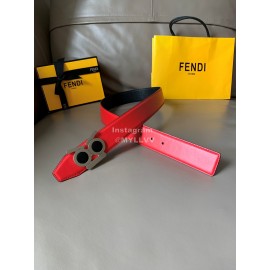 Fendi New Calf Leather Polished Metal Buckle 38mm Belt Red