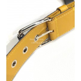Fendi Embroidered Cowhide Pin Buckle 40mm Belt Yellow