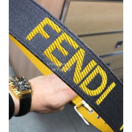Fendi Embroidered Cowhide Pin Buckle 40mm Belt Yellow