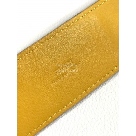 Fendi Embroidered Cowhide Pin Buckle 40mm Belt Yellow