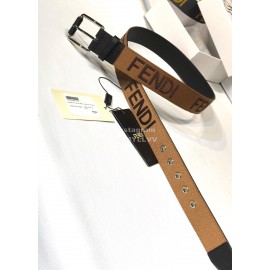 Fendi Embroidered Cowhide Pin Buckle 40mm Belt Brown