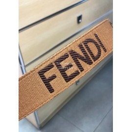 Fendi Embroidered Cowhide Pin Buckle 40mm Belt Brown