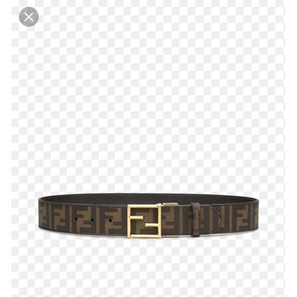Fendi Printed FF Canvas Pure Copper Gold Buckle 40mm Belt 