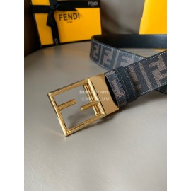 Fendi Printed FF Canvas Pure Copper Gold Buckle 40mm Belt 