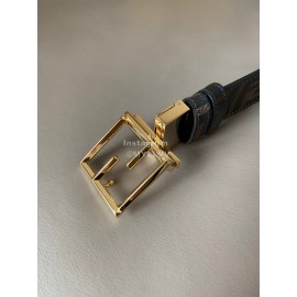 Fendi Printed FF Canvas Pure Copper Gold Buckle 40mm Belt 