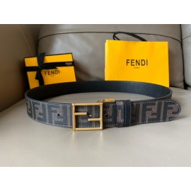 Fendi Printed FF Canvas Pure Copper Gold Buckle 40mm Belt 