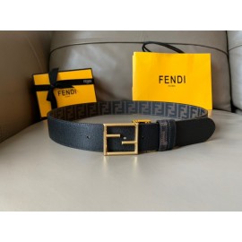 Fendi Printed FF Canvas Pure Copper Gold Buckle 40mm Belt 