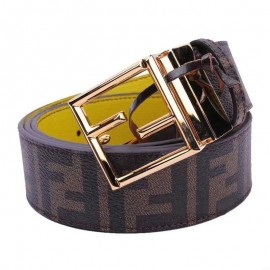 Fendi Printed FF Canvas Pure Copper Buckle 40mm Belt Yellow