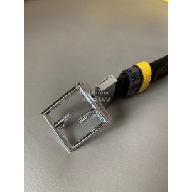 Fendi Printed FF Canvas Pure Copper Buckle 40mm Belt Yellow