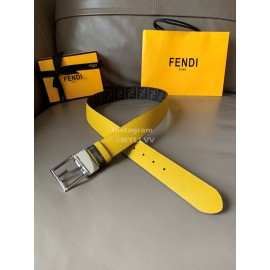 Fendi Printed FF Canvas Pure Copper Buckle 40mm Belt Yellow