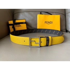 Fendi Printed FF Canvas Pure Copper Buckle 40mm Belt Yellow