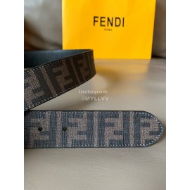 Fendi Printed FF Canvas Pure Copper Silver Buckle 40mm Belt 