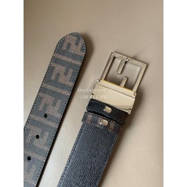 Fendi Printed FF Canvas Pure Copper Silver Buckle 40mm Belt 
