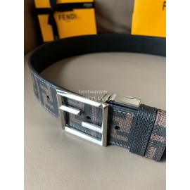 Fendi Printed FF Canvas Pure Copper Silver Buckle 40mm Belt 