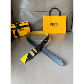 Fendi Double Side Calf Leather Enamel Buckle 34mm Leisure Belt Yellow