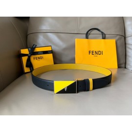 Fendi Double Side Calf Leather Enamel Buckle 34mm Leisure Belt Yellow