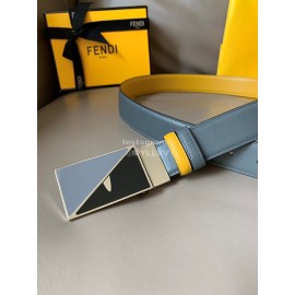 Fendi Double Side Calf Leather Enamel Buckle 34mm Leisure Belt Gray