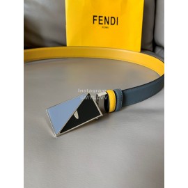 Fendi Double Side Calf Leather Enamel Buckle 34mm Leisure Belt Gray