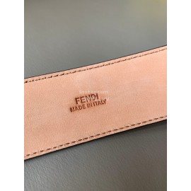 Fendi Black Embossed Cowhide Round Gold Buckle 40mm Belt