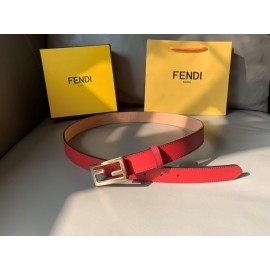 Fendi Red Calf Leather Pure Copper Buckle 30mm Baguette Belt 