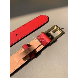 Fendi Red Calf Leather Pure Copper Buckle 30mm Baguette Belt 