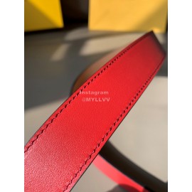 Fendi Red Calf Leather Pure Copper Buckle 30mm Baguette Belt 