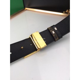 Fendi Printed FF Canvas Calf Leather Gold Buckle 40mm Belt