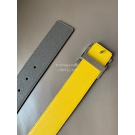 Fendi Double Side Calf Leather Ff Buckle 40mm Belt For Men Yellow