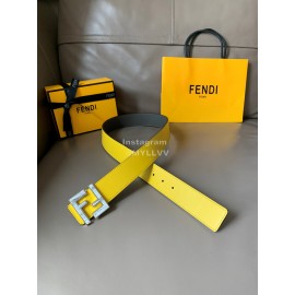 Fendi Double Side Calf Leather Ff Buckle 40mm Belt For Men Yellow