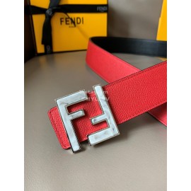 Fendi Double Side Calf Leather Ff Buckle 40mm Belt For Men Red