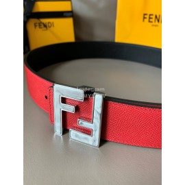 Fendi Double Side Calf Leather Ff Buckle 40mm Belt For Men Red