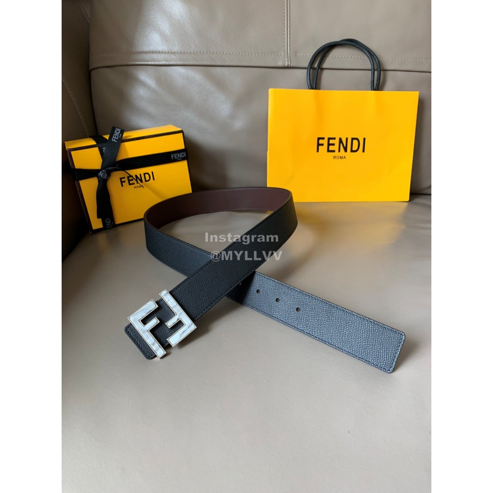 Fendi Double Side Calf Leather Ff Buckle 40mm Belt For Men Coffee