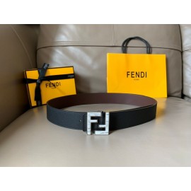 Fendi Double Side Calf Leather Ff Buckle 40mm Belt For Men Coffee