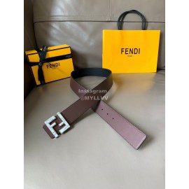 Fendi Double Side Calf Leather Ff Buckle 40mm Belt For Men Coffee
