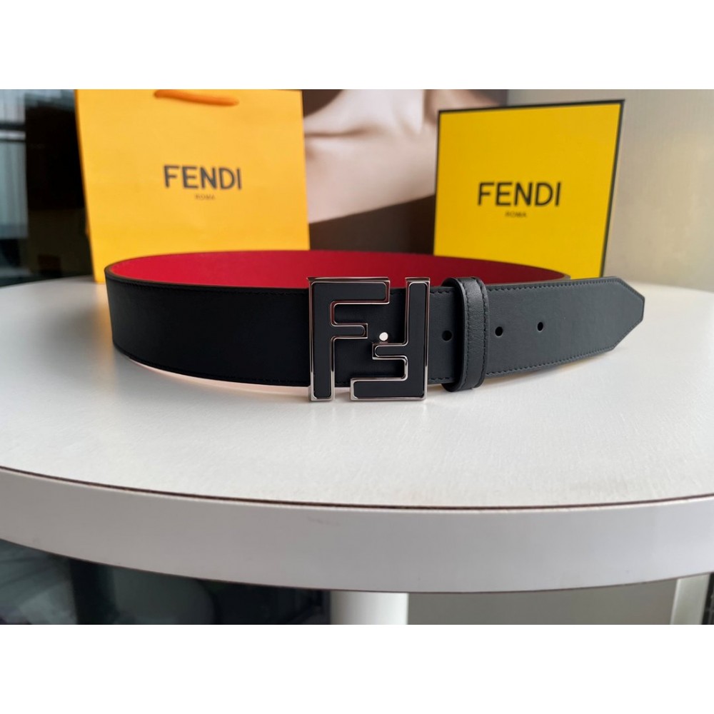 Fendi Double Side Calf Leather Metal Buckle 40mm Belt For Men Red