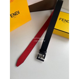 Fendi Double Side Calf Leather Metal Buckle 40mm Belt For Men Red
