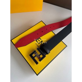 Fendi Double Side Calf Leather Metal Buckle 40mm Belt For Men Red