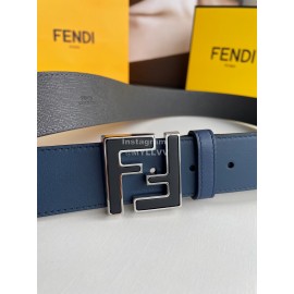 Fendi Double Side Calf Leather Metal Buckle 40mm Belt For Men Blue