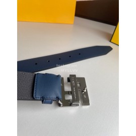Fendi Double Side Calf Leather Metal Buckle 40mm Belt For Men Blue
