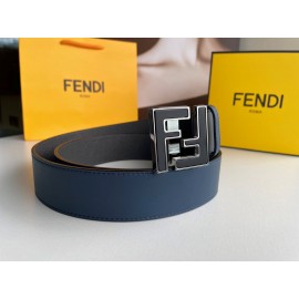 Fendi Double Side Calf Leather Metal Buckle 40mm Belt For Men Blue
